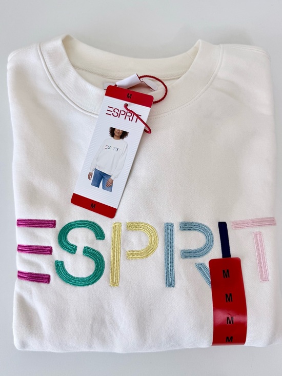 Esprit Tops - NWT Esprit Cream Logo Fleece Crewneck Sweatshirt Embroidered 80s Retro Viral M